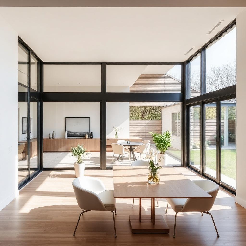 Grandes fenêtres aluminium dans une maison contemporaine au Mans