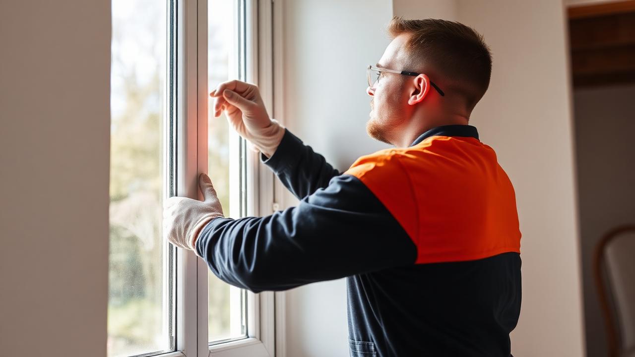 Artisan certifié Qualibat RGE posant une fenêtre dans une maison rénovée en Sarthe